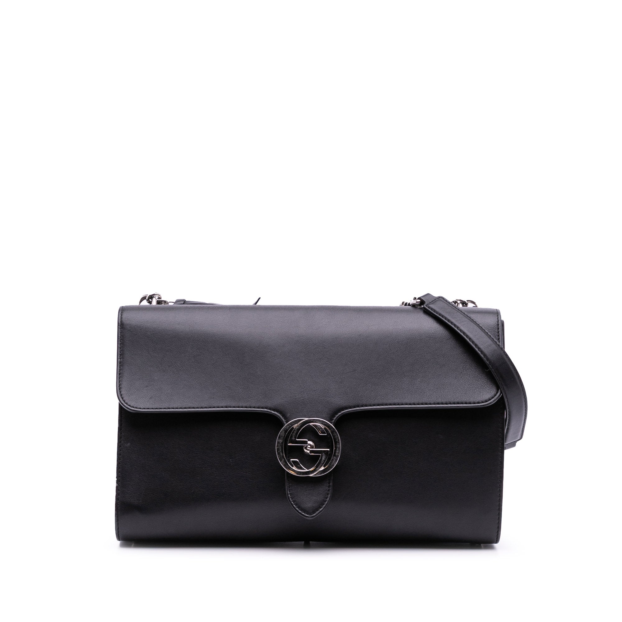 Medium Leather Dollar Interlocking G Crossbody
