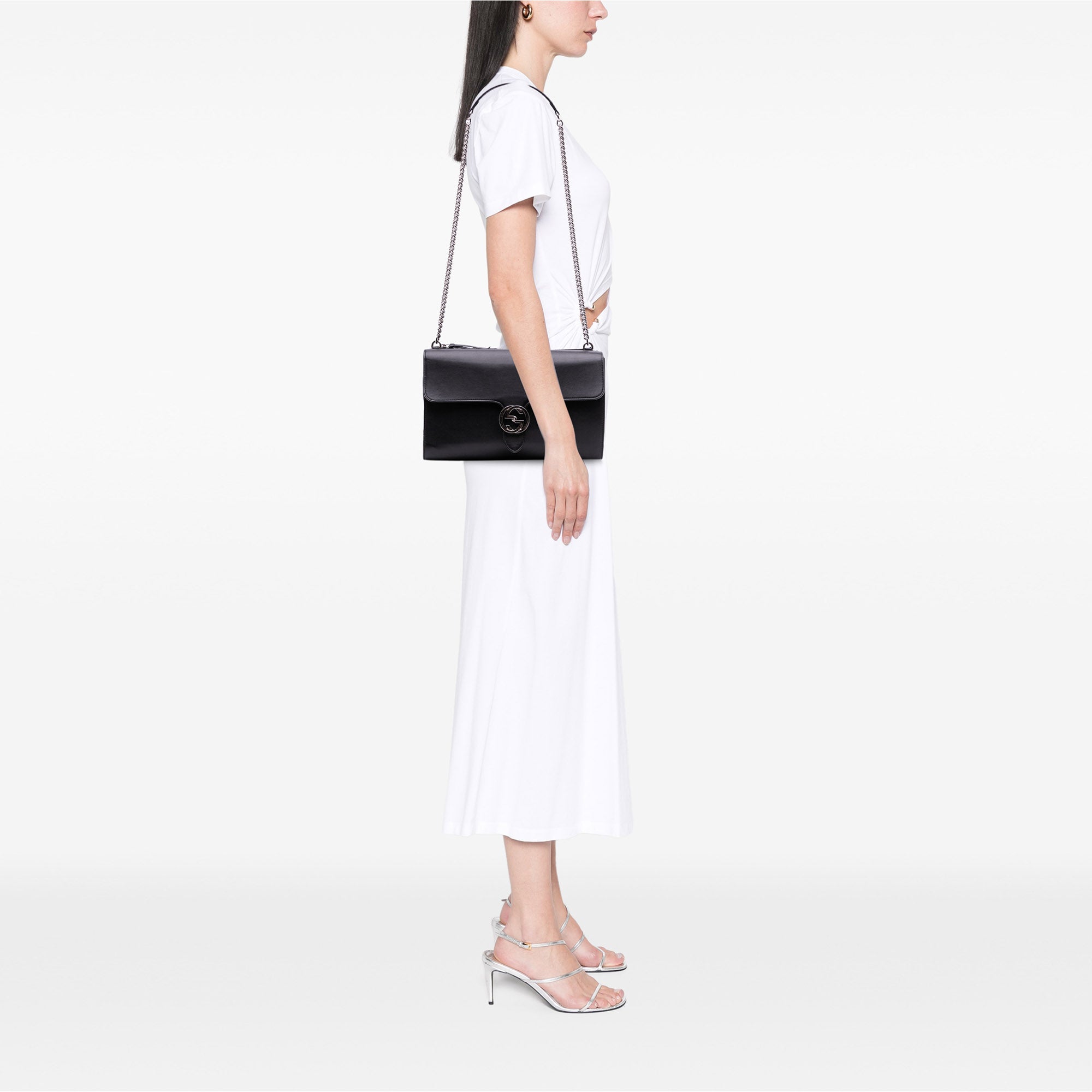 Medium Leather Dollar Interlocking G Crossbody