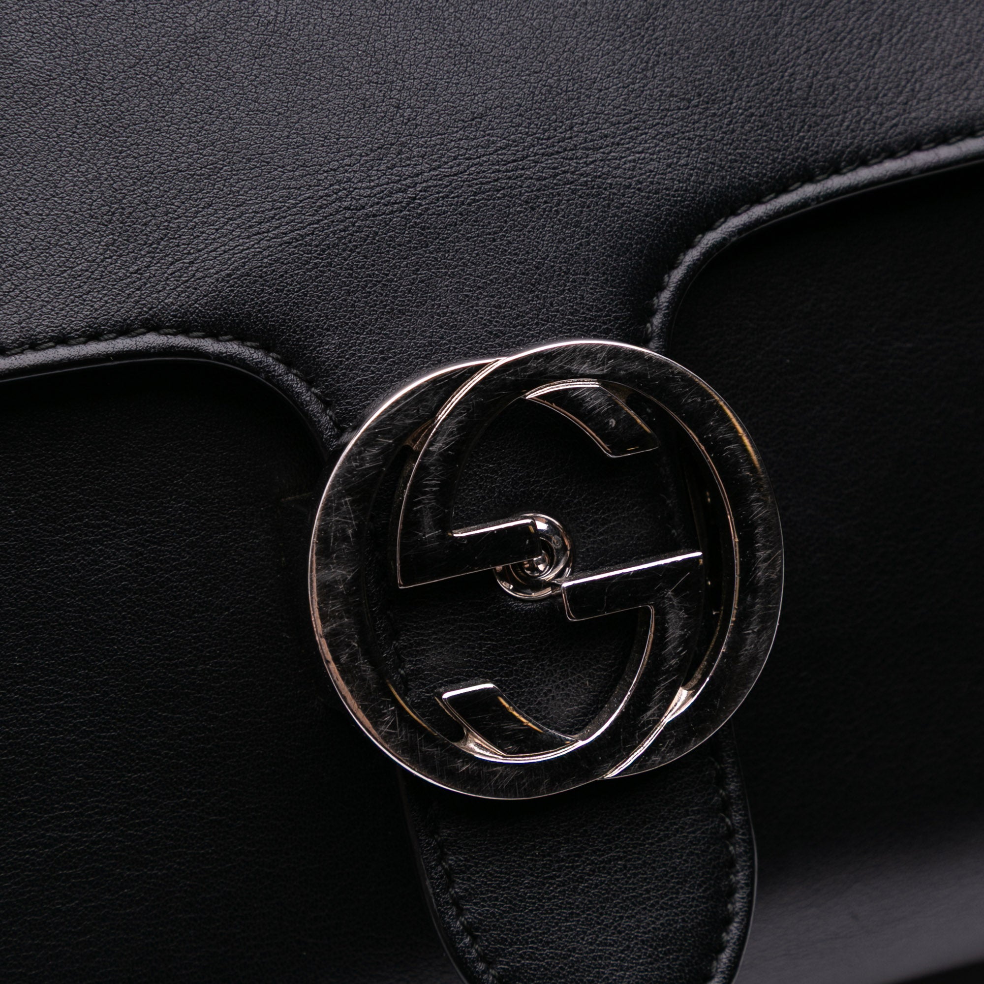 Medium Leather Dollar Interlocking G Crossbody