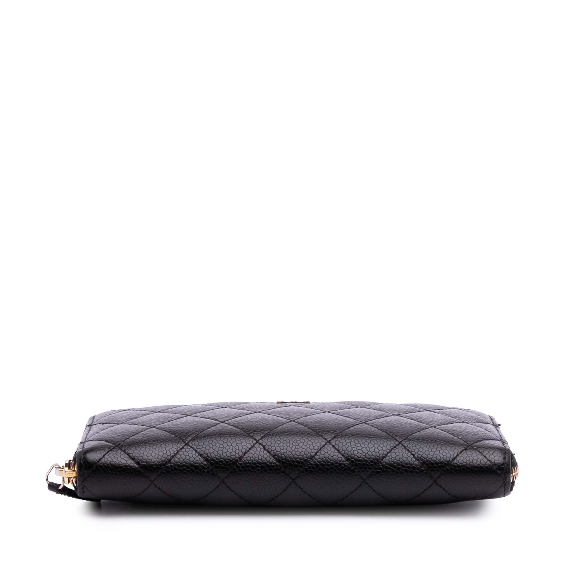 CC Quilted Caviar Zip Around Long Wallet