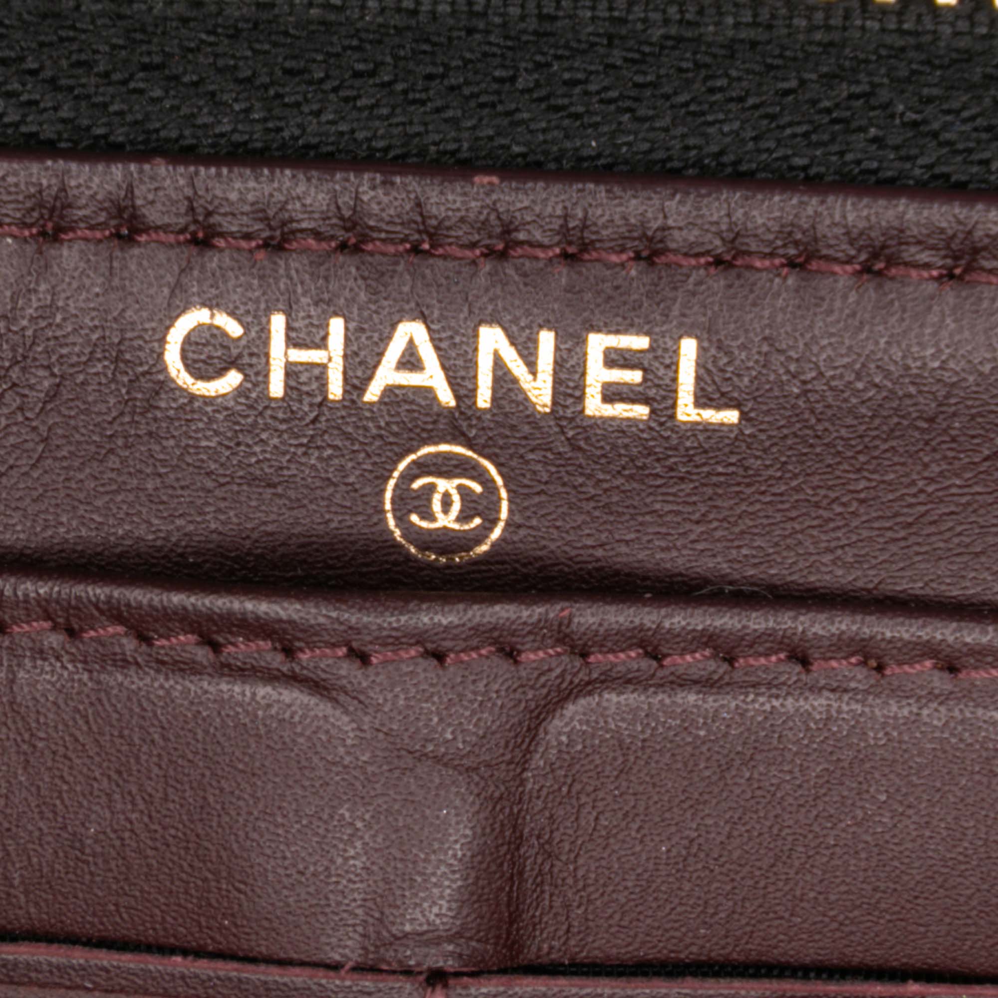 CC Quilted Caviar Zip Around Long Wallet