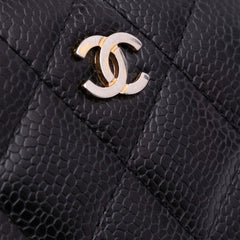 CC Quilted Caviar Zip Around Long Wallet
