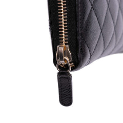 CC Quilted Caviar Zip Around Long Wallet