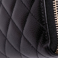 CC Quilted Caviar Zip Around Long Wallet