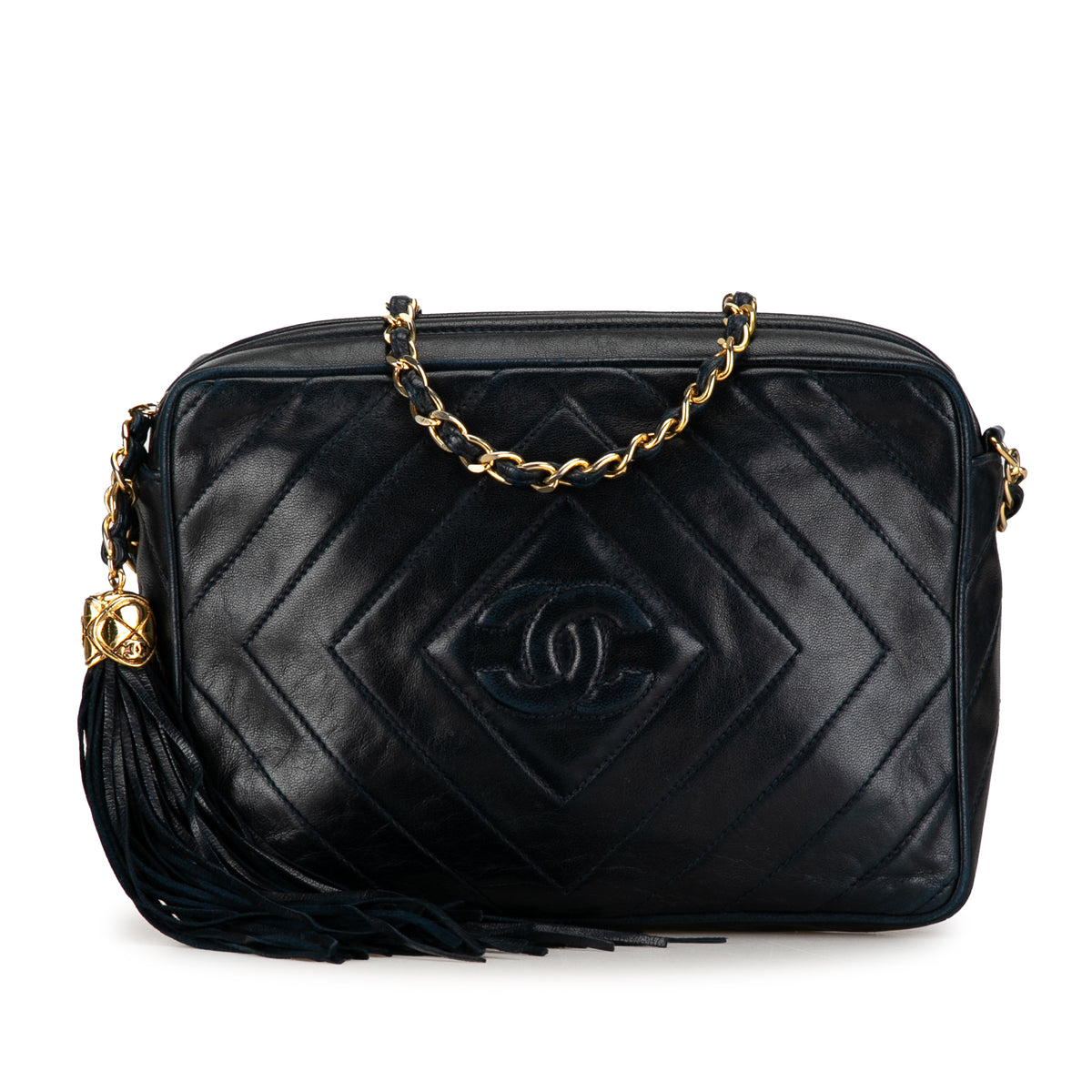 CC Diamond Quilted Lambskin Tassel Crossbody_0