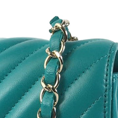 Mini Rectangular Chevron Lambskin Single Flap