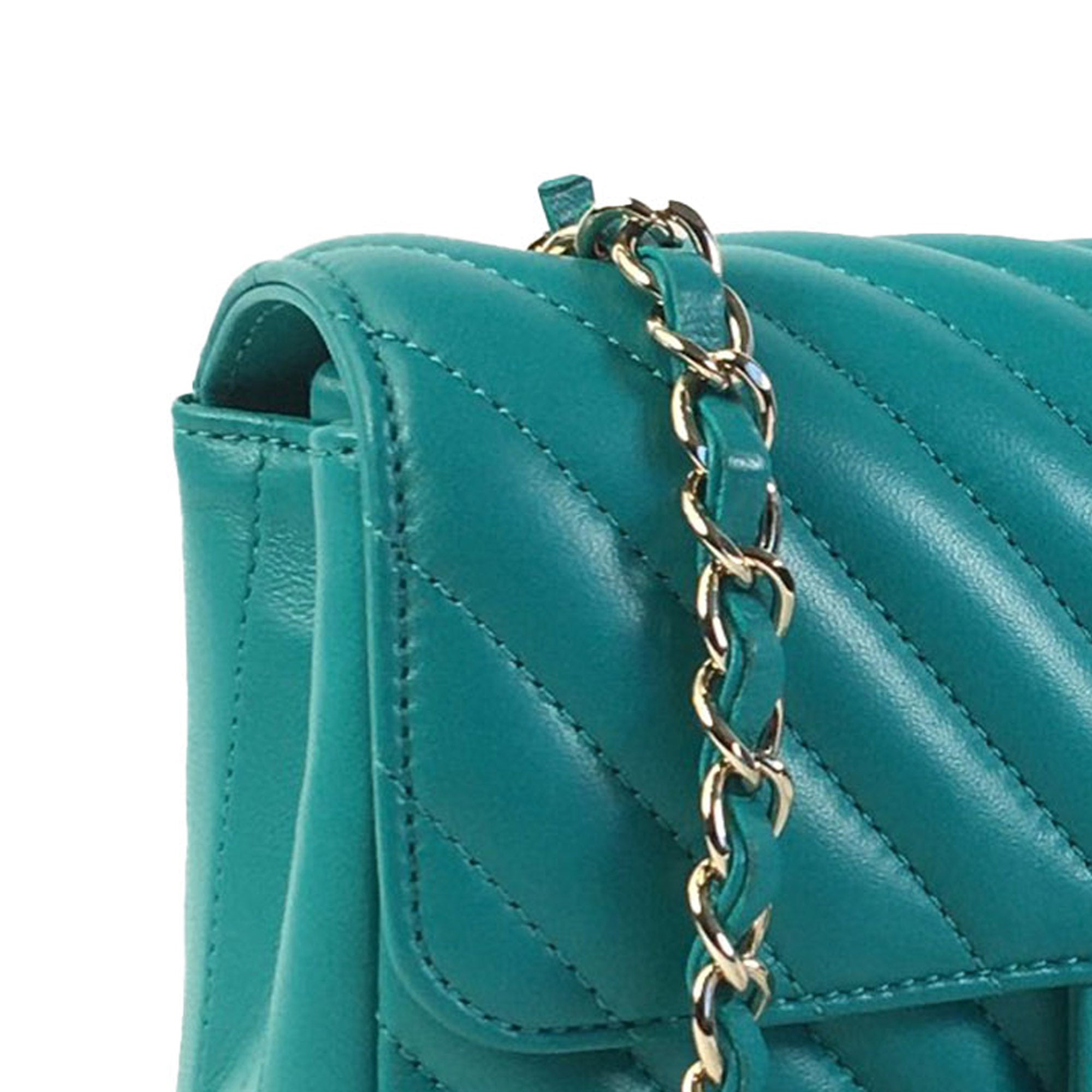 Mini Rectangular Chevron Lambskin Single Flap