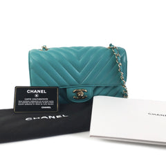 Mini Rectangular Chevron Lambskin Single Flap