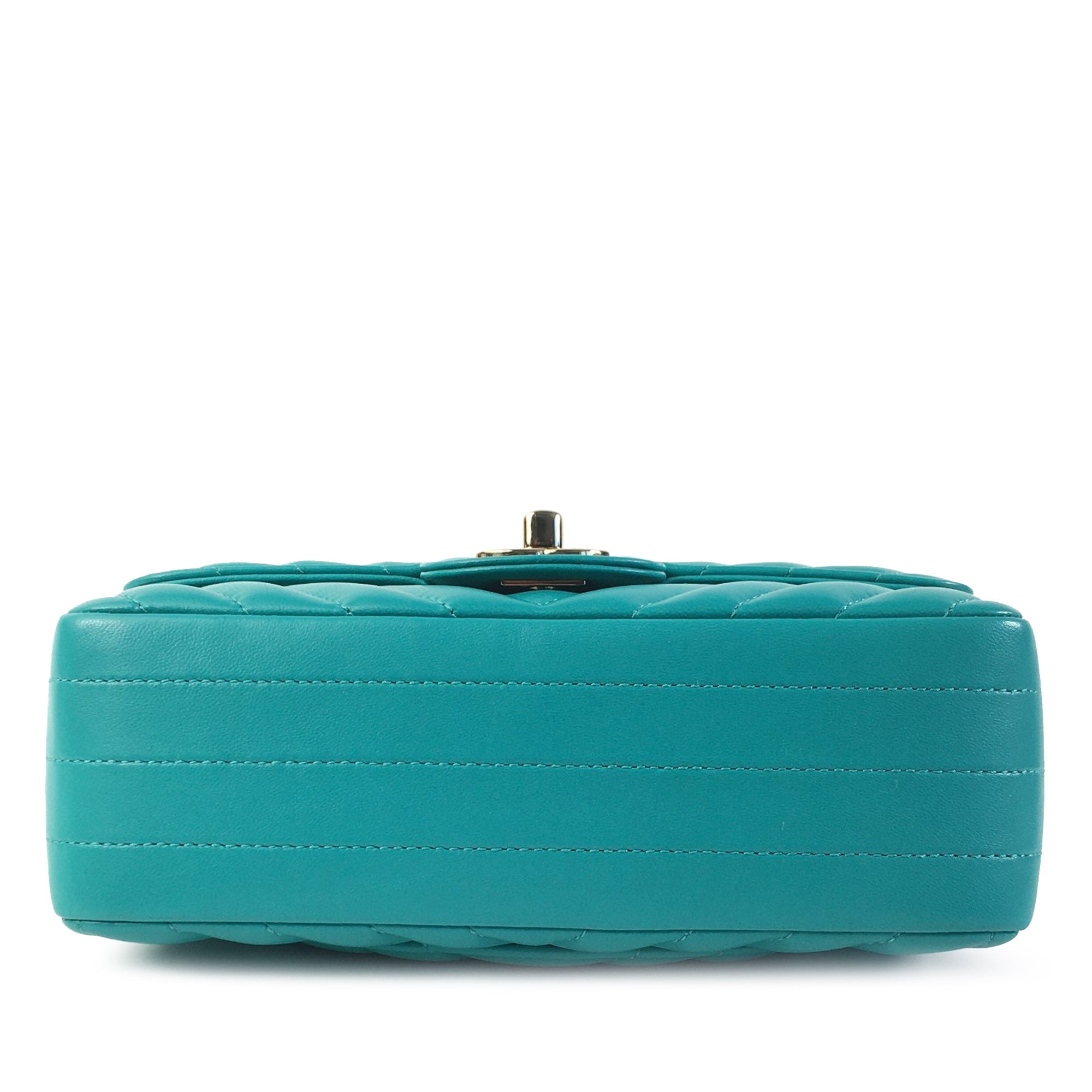 Mini Rectangular Chevron Lambskin Single Flap