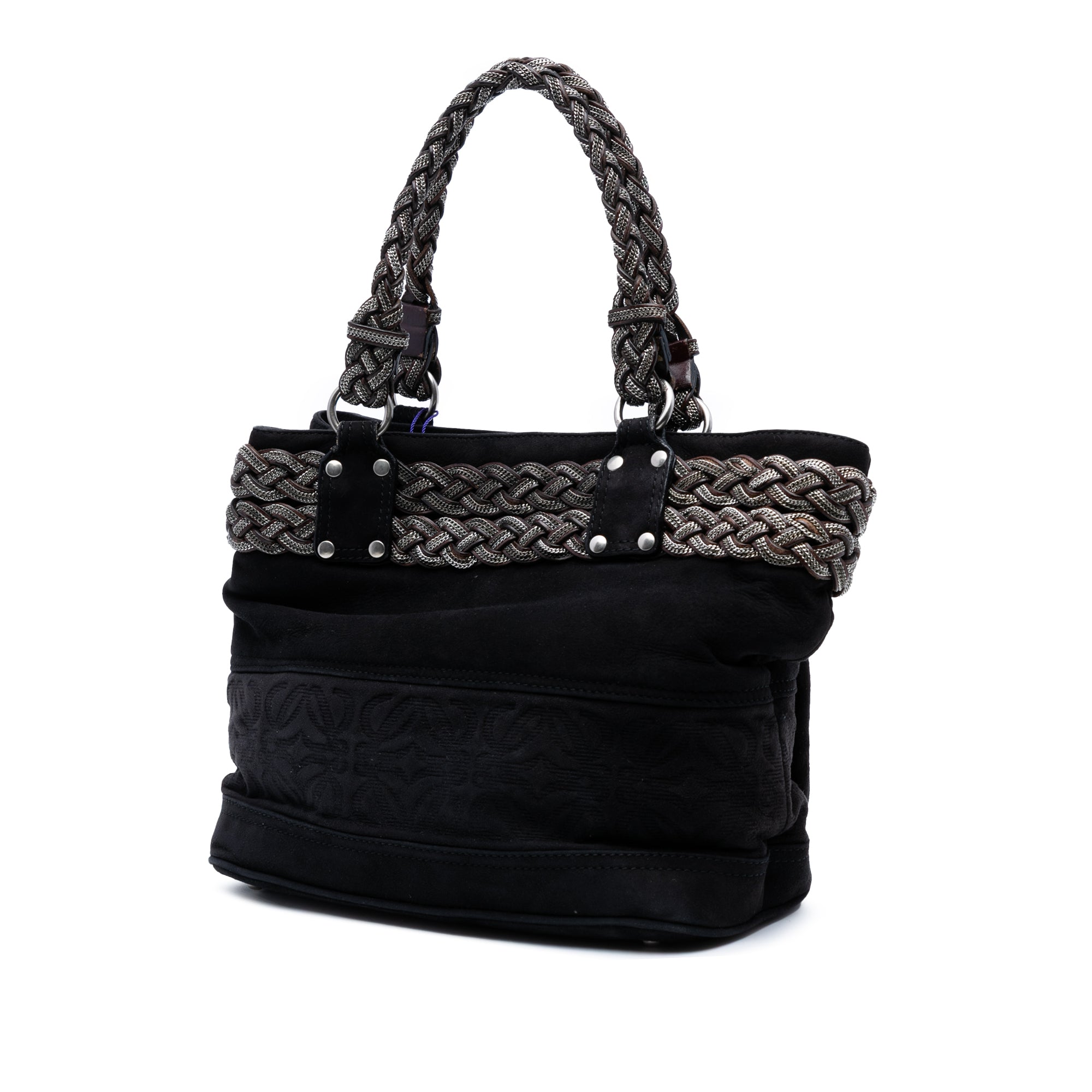 Suede Braided Chain Pocket Tote