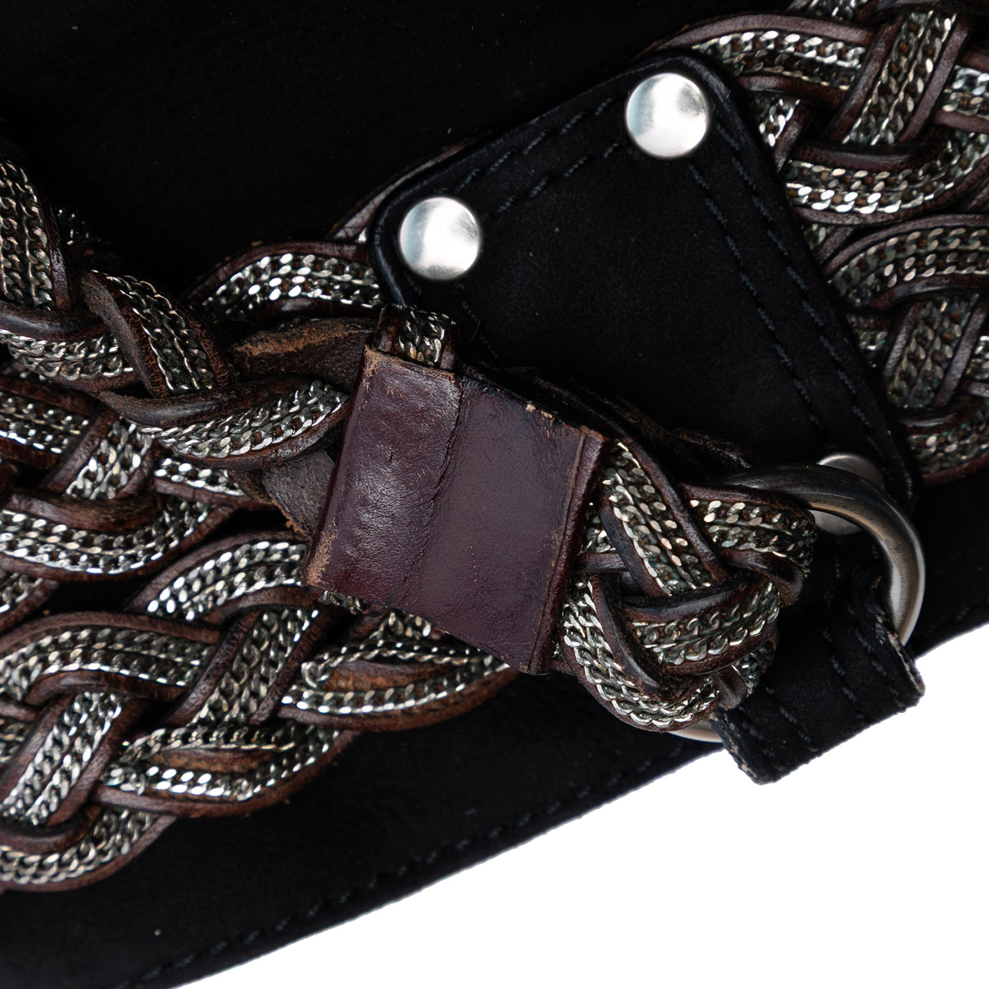 Suede Braided Chain Pocket Tote
