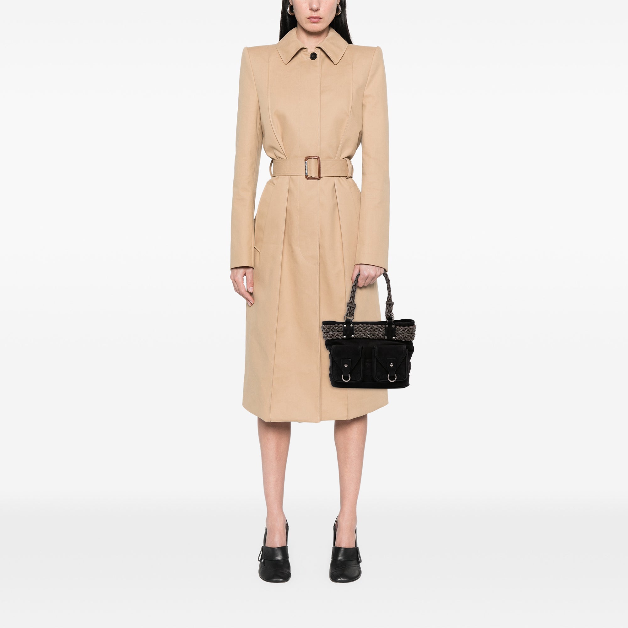 Suede Braided Chain Pocket Tote