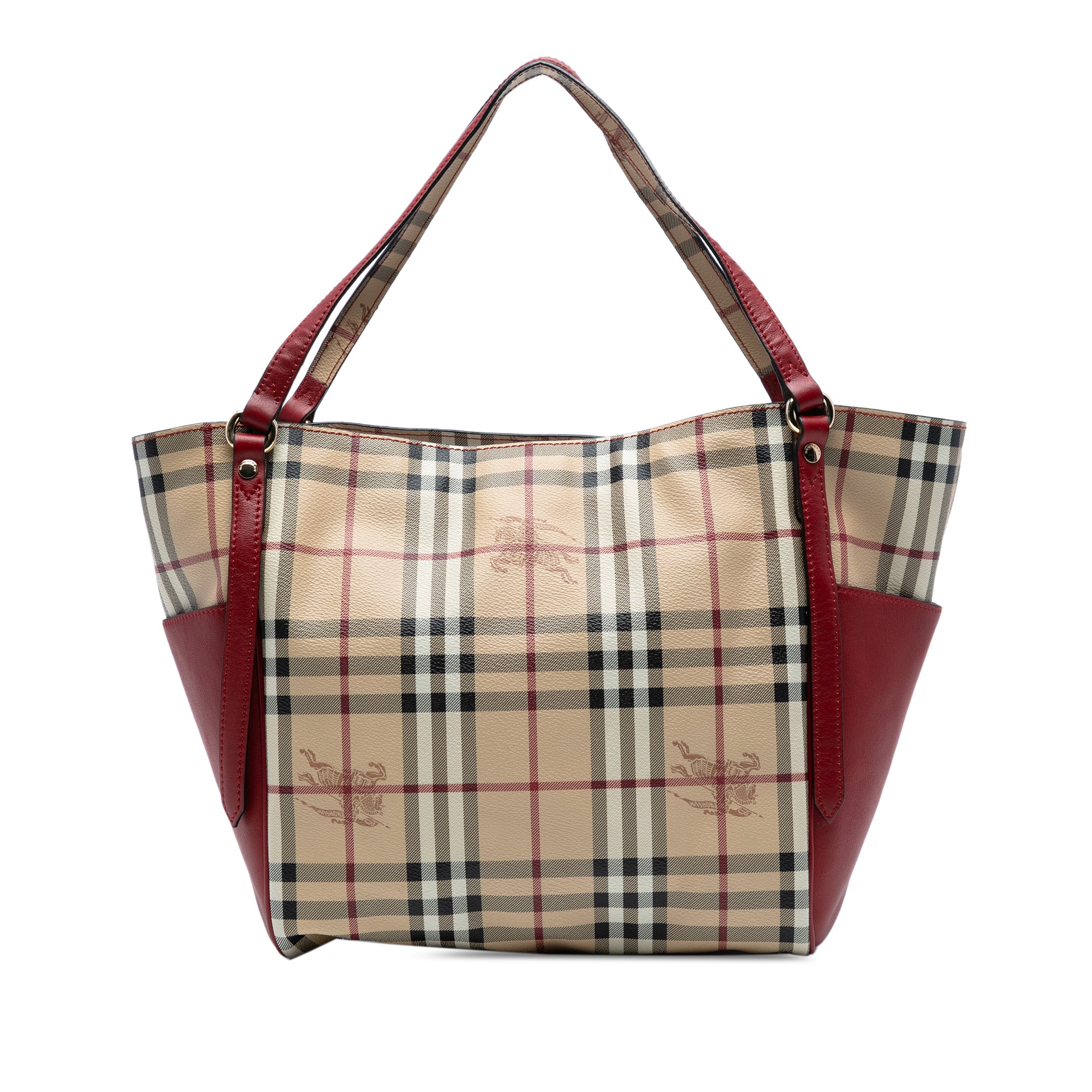 Small Leather Trimmed Haymarket Check Coated Canvas Canterbury Tote