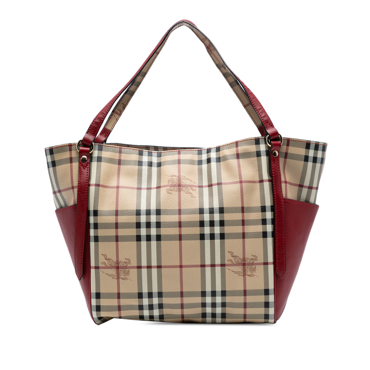 Small Leather Trimmed Haymarket Check Coated Canvas Canterbury Tote