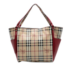 Small Leather Trimmed Haymarket Check Coated Canvas Canterbury Tote