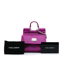 Mini Crystal Embellished Satin Sicily Bag