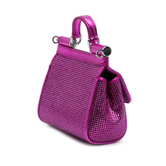 Mini Crystal Embellished Satin Sicily Bag