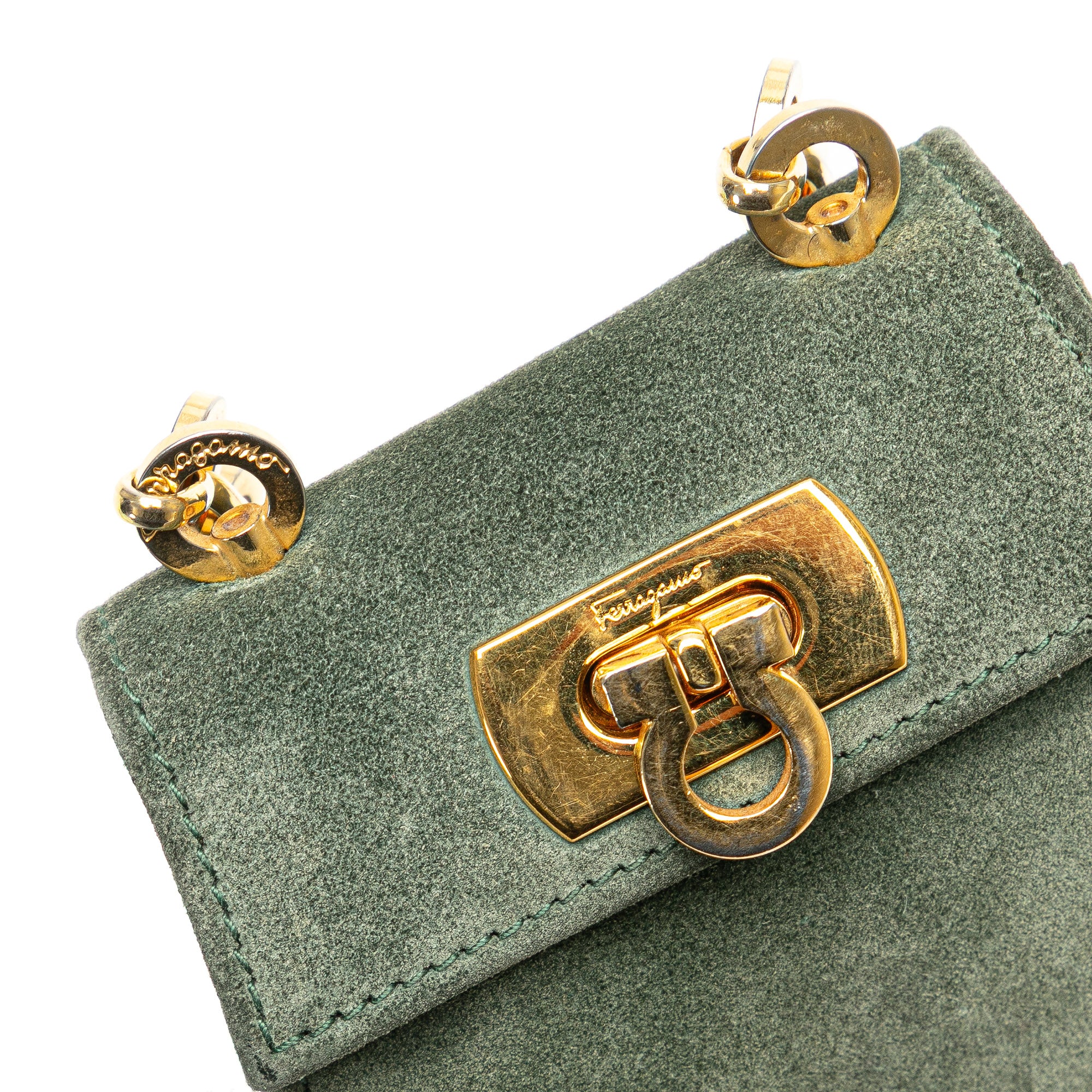 Mini Gancini Suede Chain Crossbody