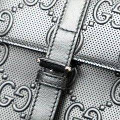 GG Embossed Perforated Double Belt Bag