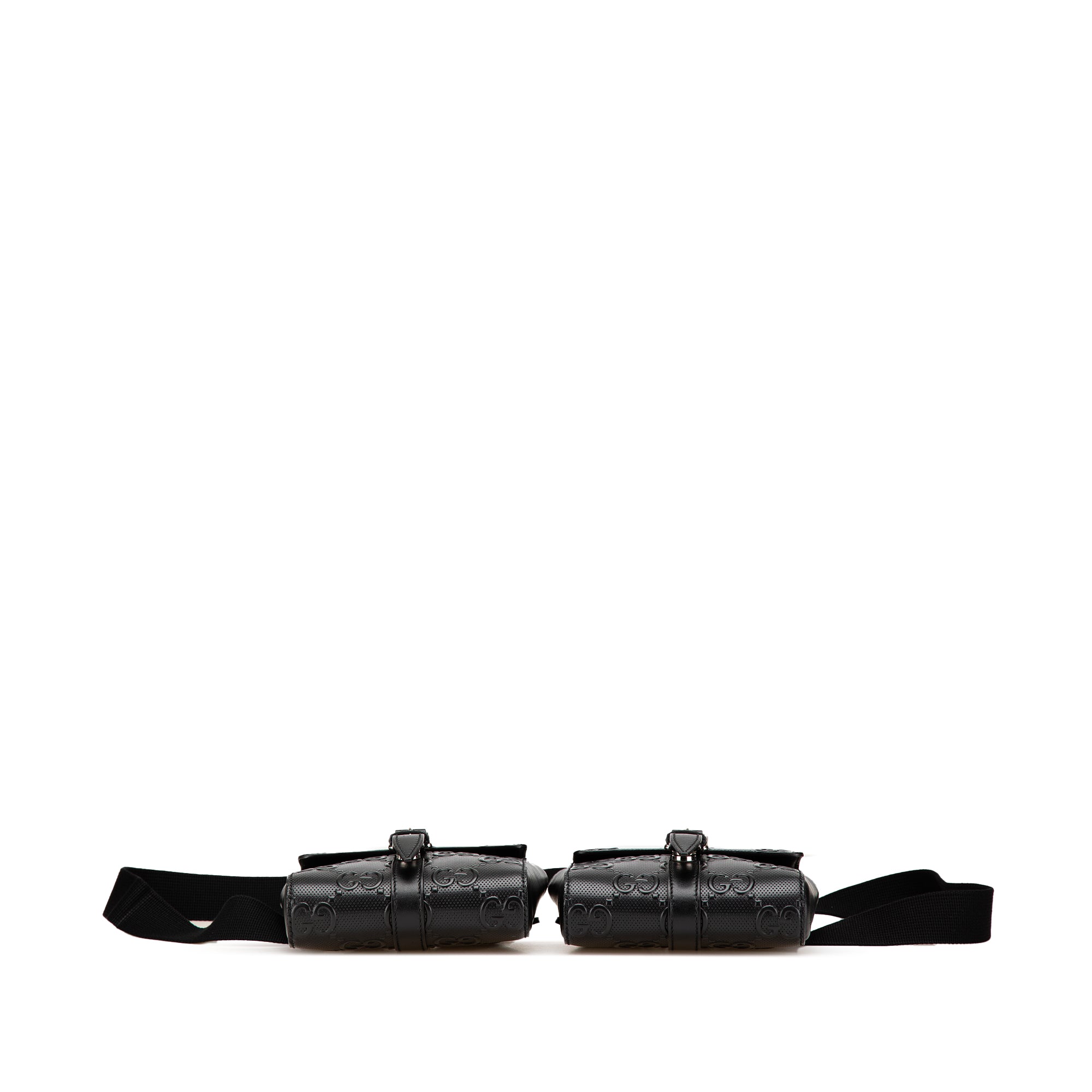 GG Embossed Perforated Double Belt Bag