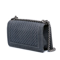 Medium Embossed Denim Boy Flap