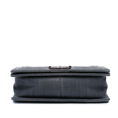 Medium Embossed Denim Boy Flap