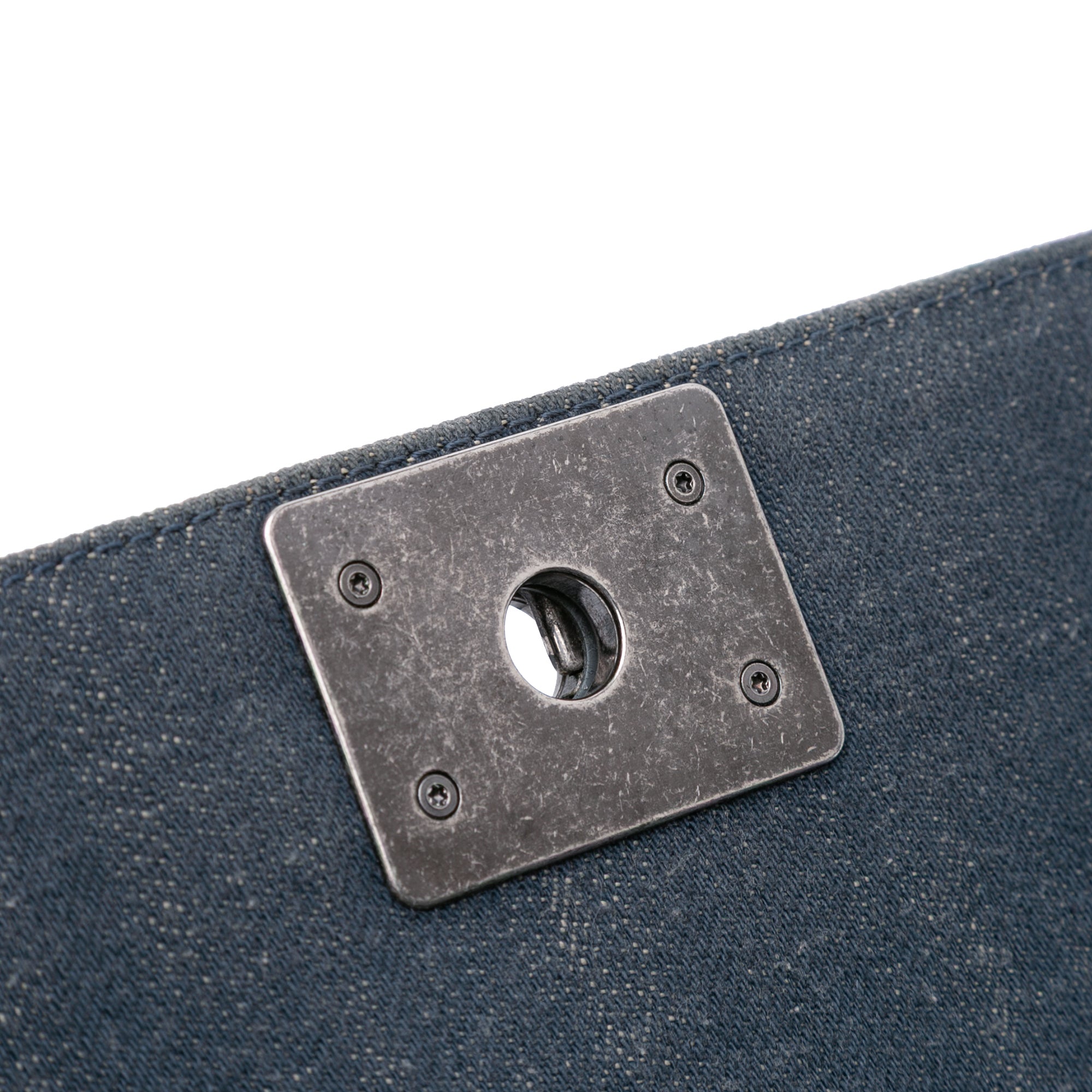 Medium Embossed Denim Boy Flap