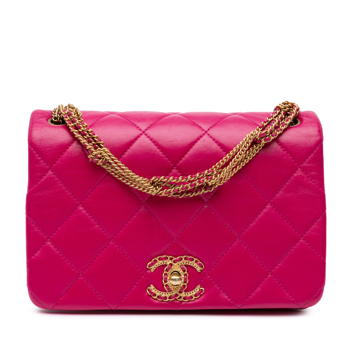Small Quilted Lambskin On And On Chain Flap