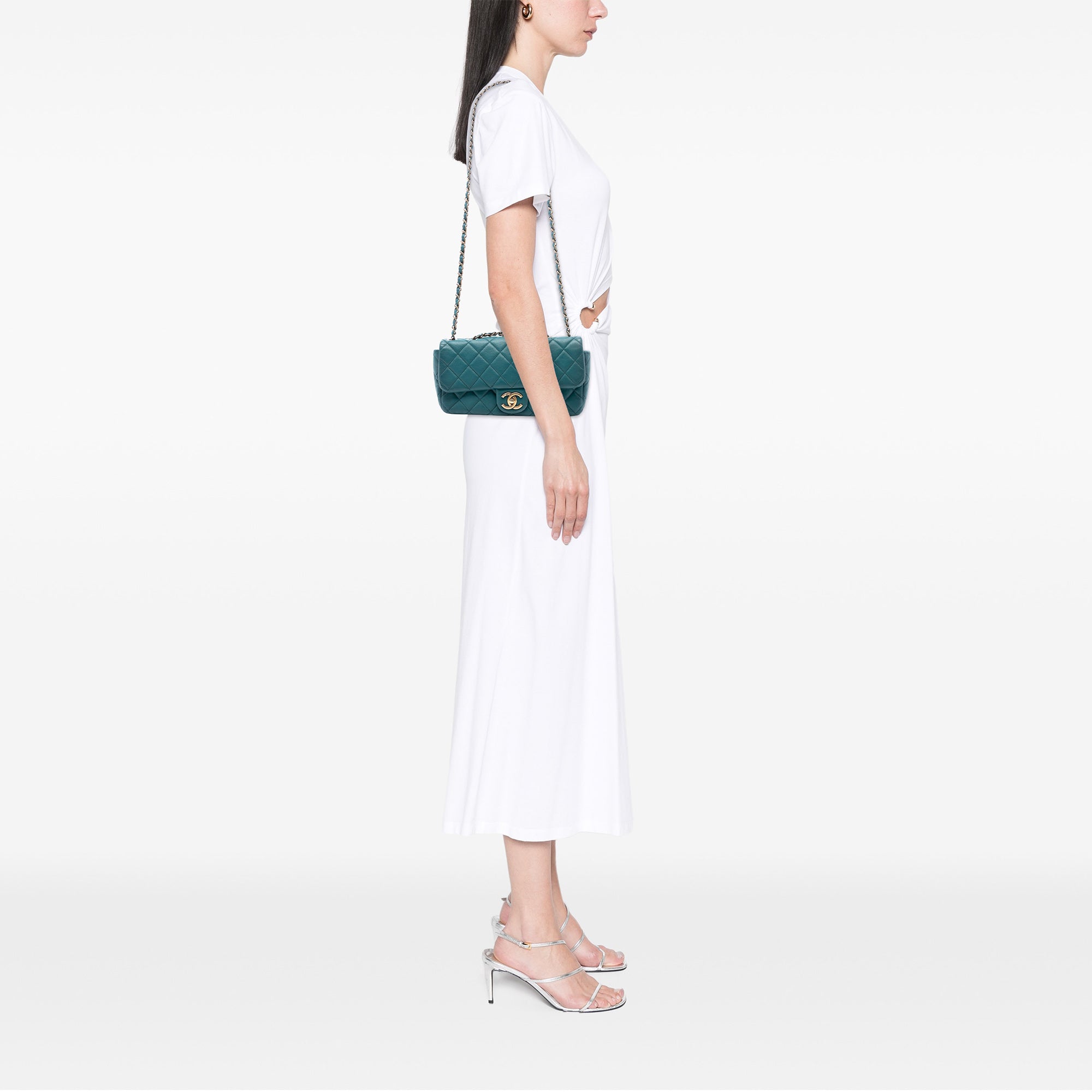 CC Quilted Lambskin East West Single Flap