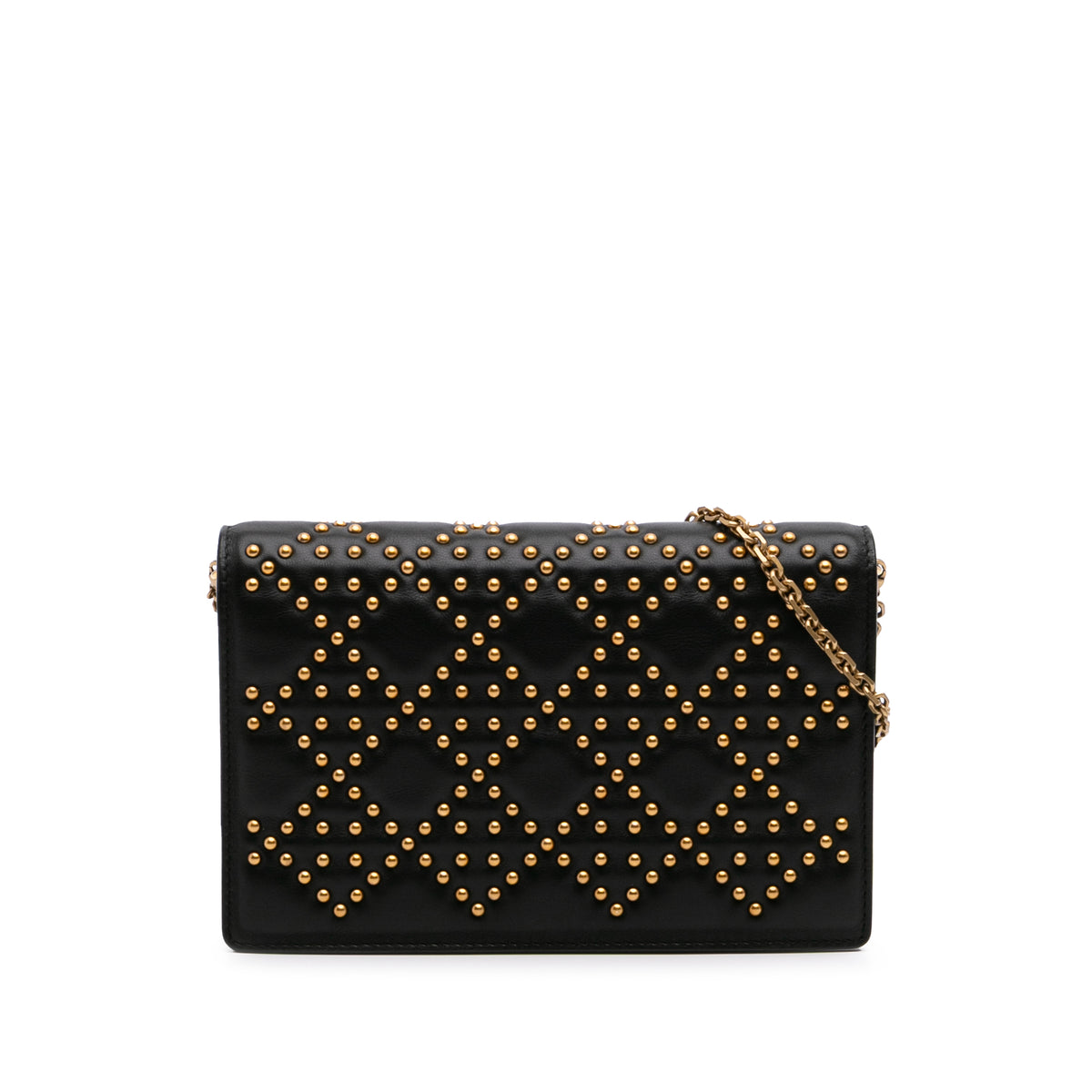 Studded Calfskin Cannage Lady Dior Wallet on Chain