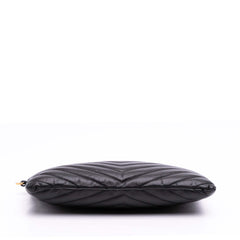 Matelasse Chevron Leather Monogram Zip A5 Wristlet Pouch