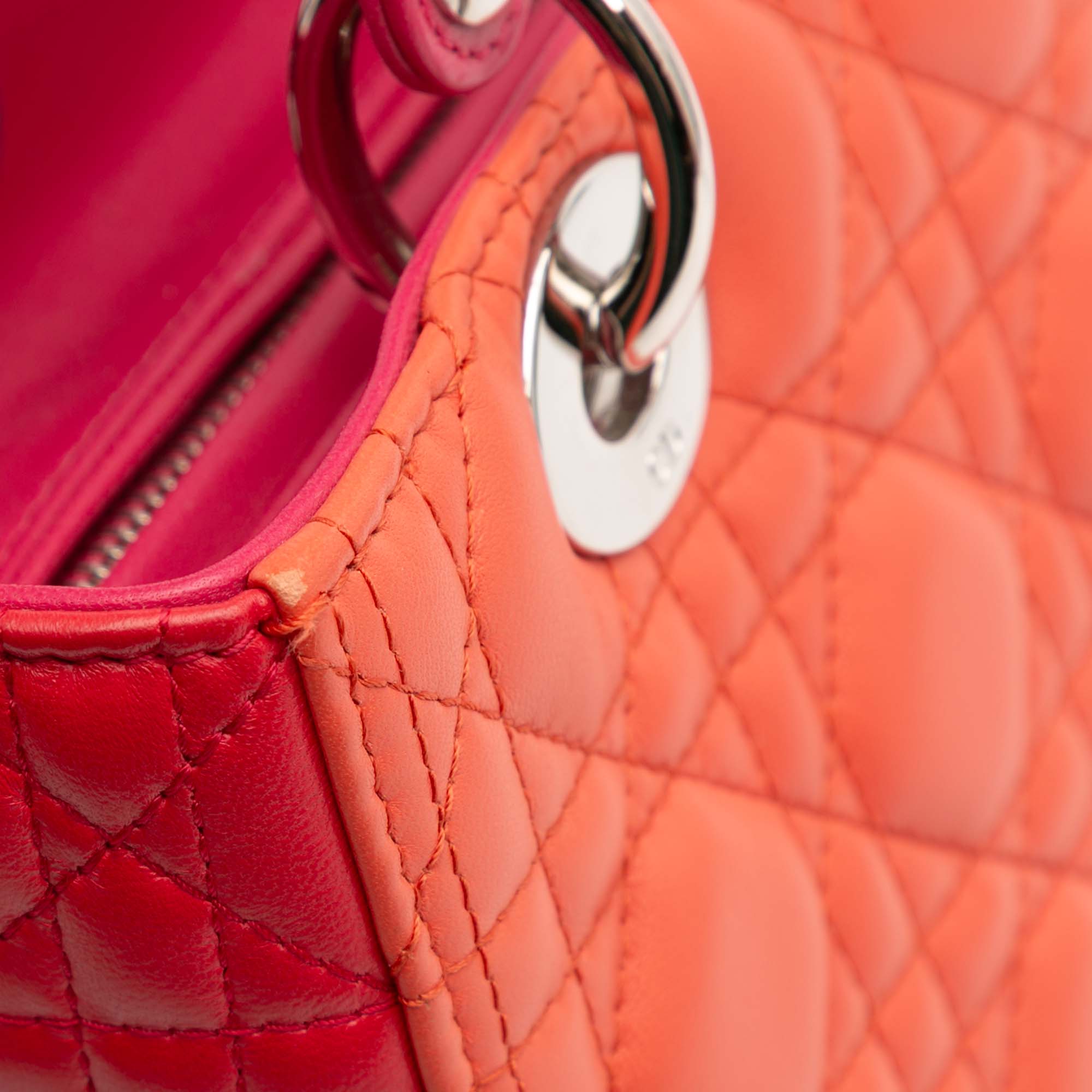 Medium Bicolor Lambskin Cannage Lady Dior
