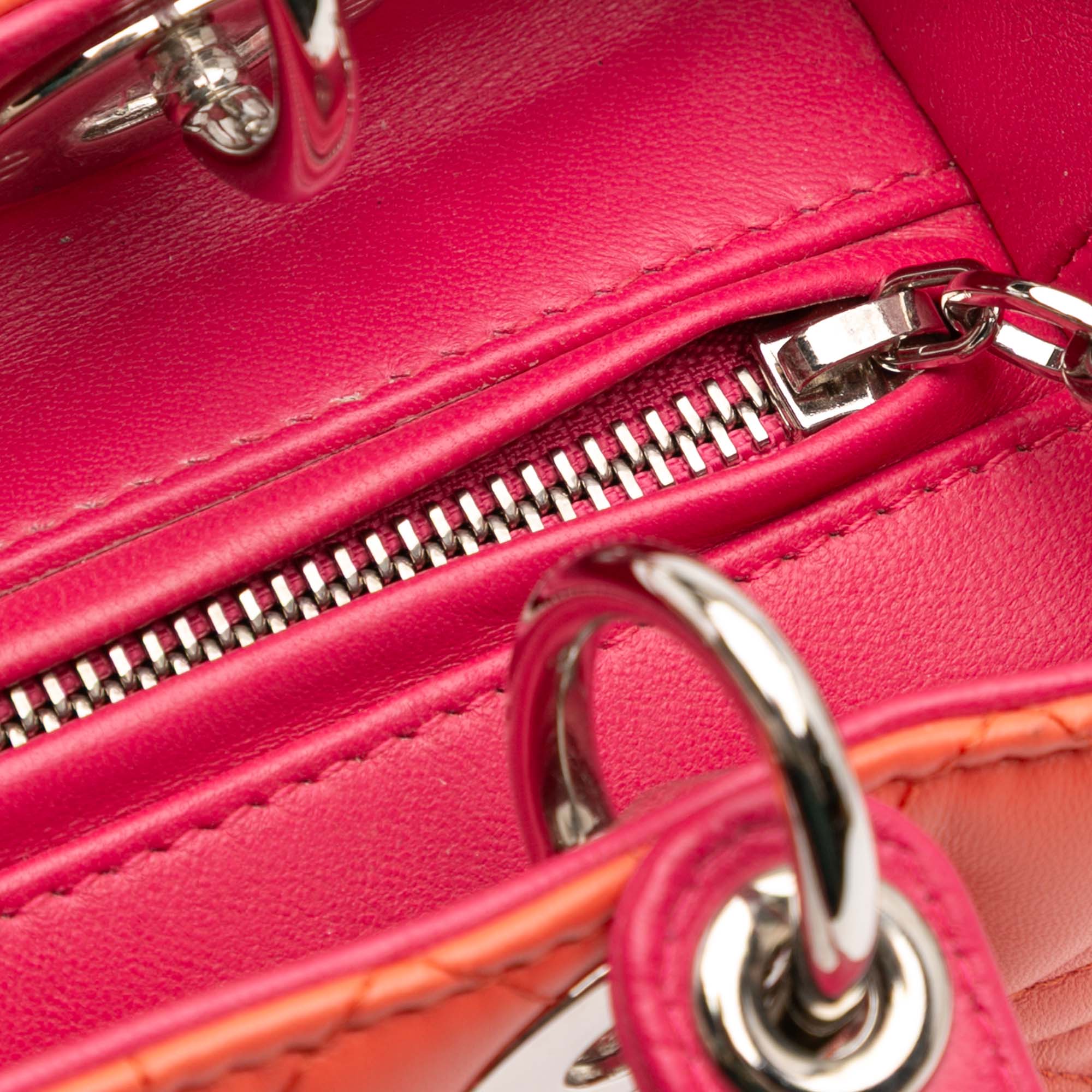 Medium Bicolor Lambskin Cannage Lady Dior