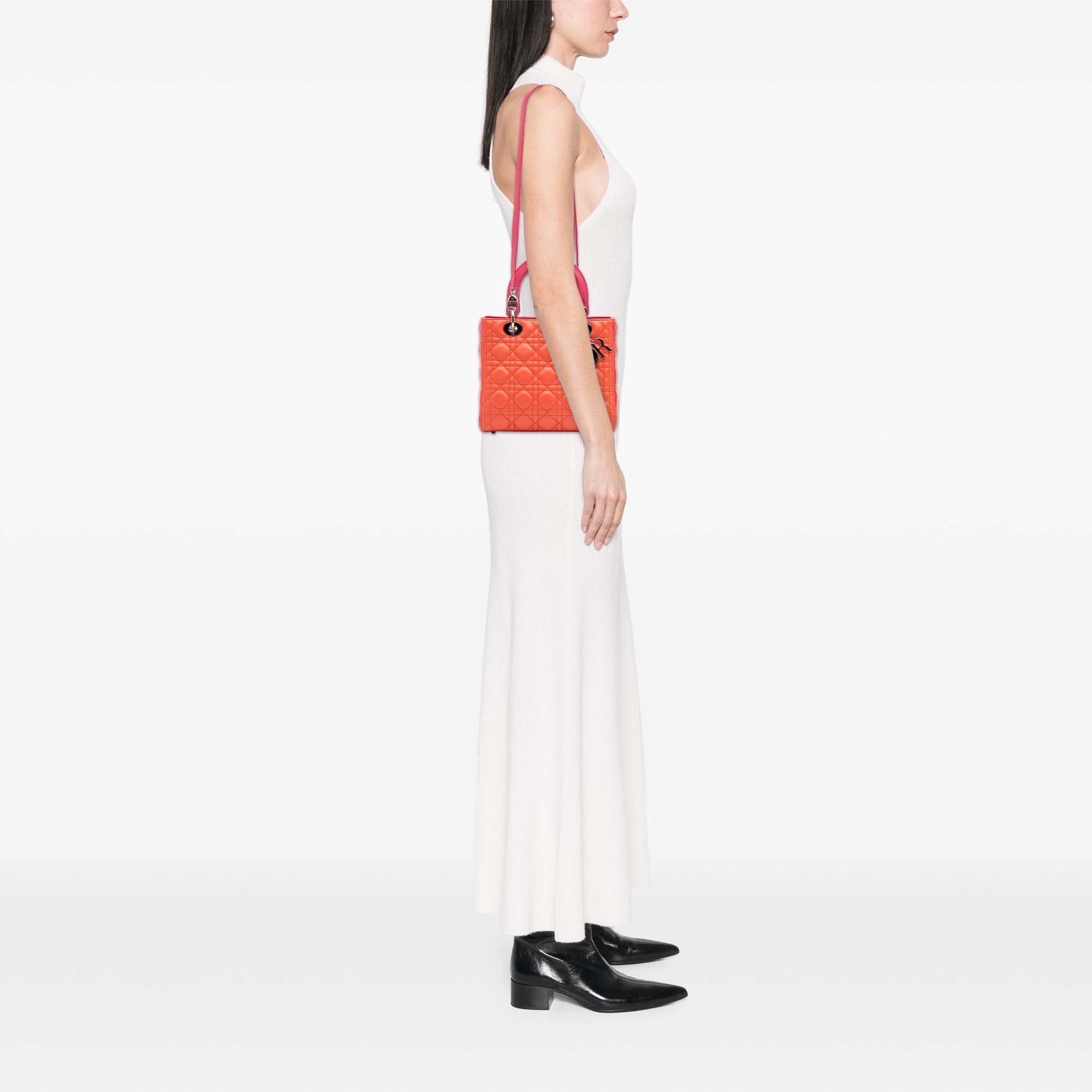 Medium Bicolor Lambskin Cannage Lady Dior