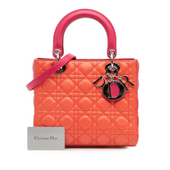Medium Bicolor Lambskin Cannage Lady Dior