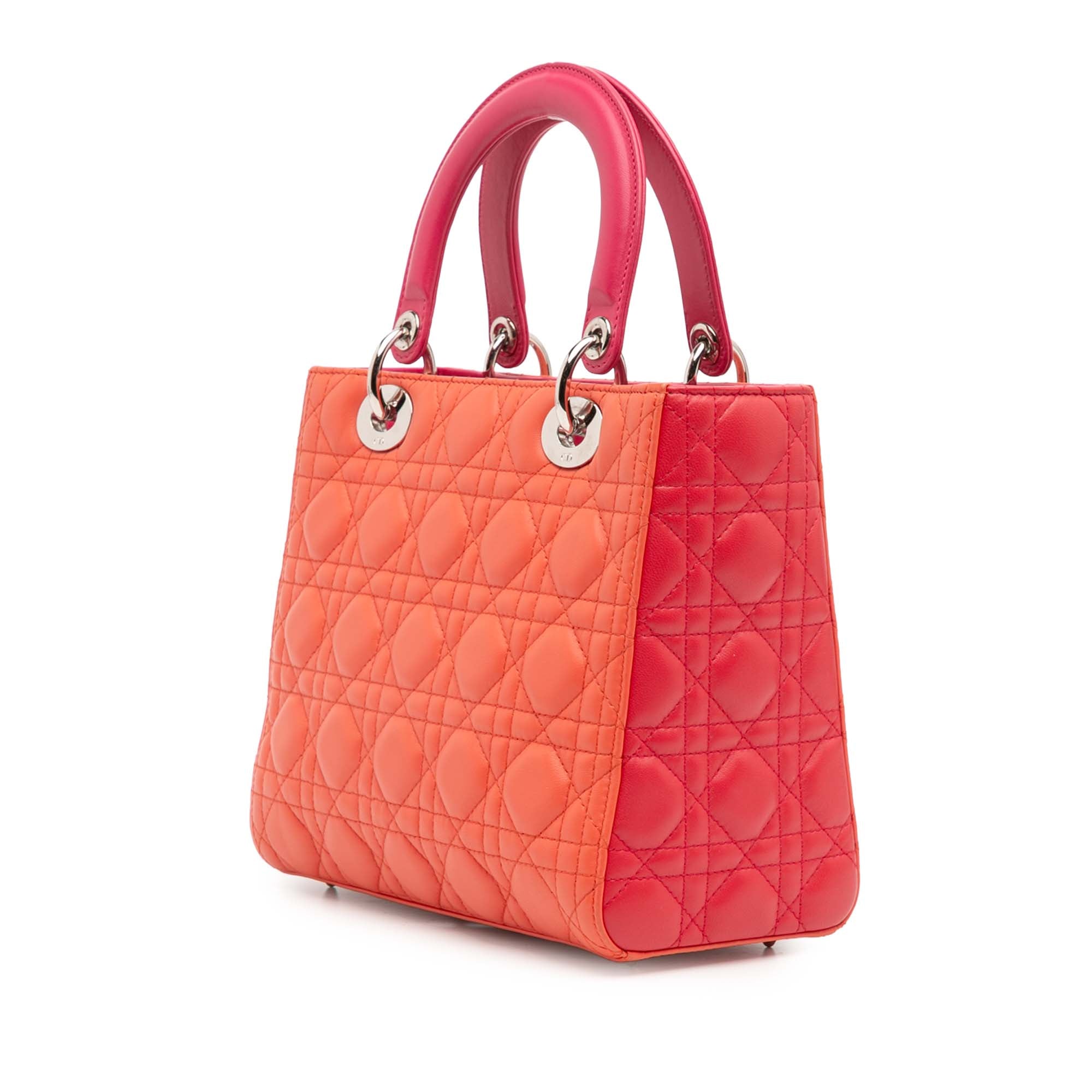Medium Bicolor Lambskin Cannage Lady Dior