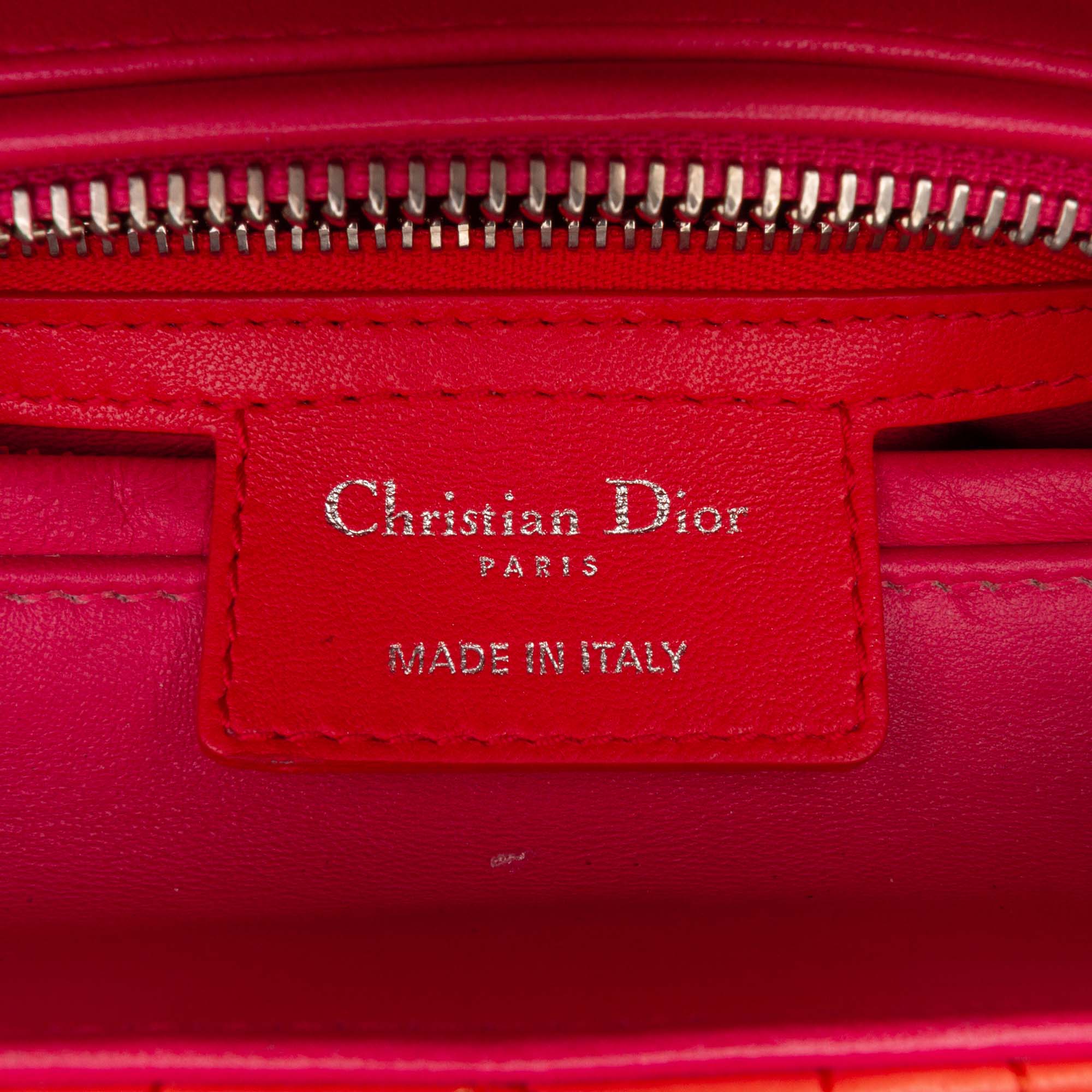 Medium Bicolor Lambskin Cannage Lady Dior