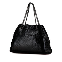 Medium Patent Shearling Soho Chain Tote