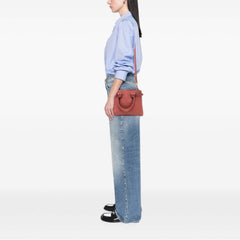 Small Grainy Calfskin and House Check Banner Satchel