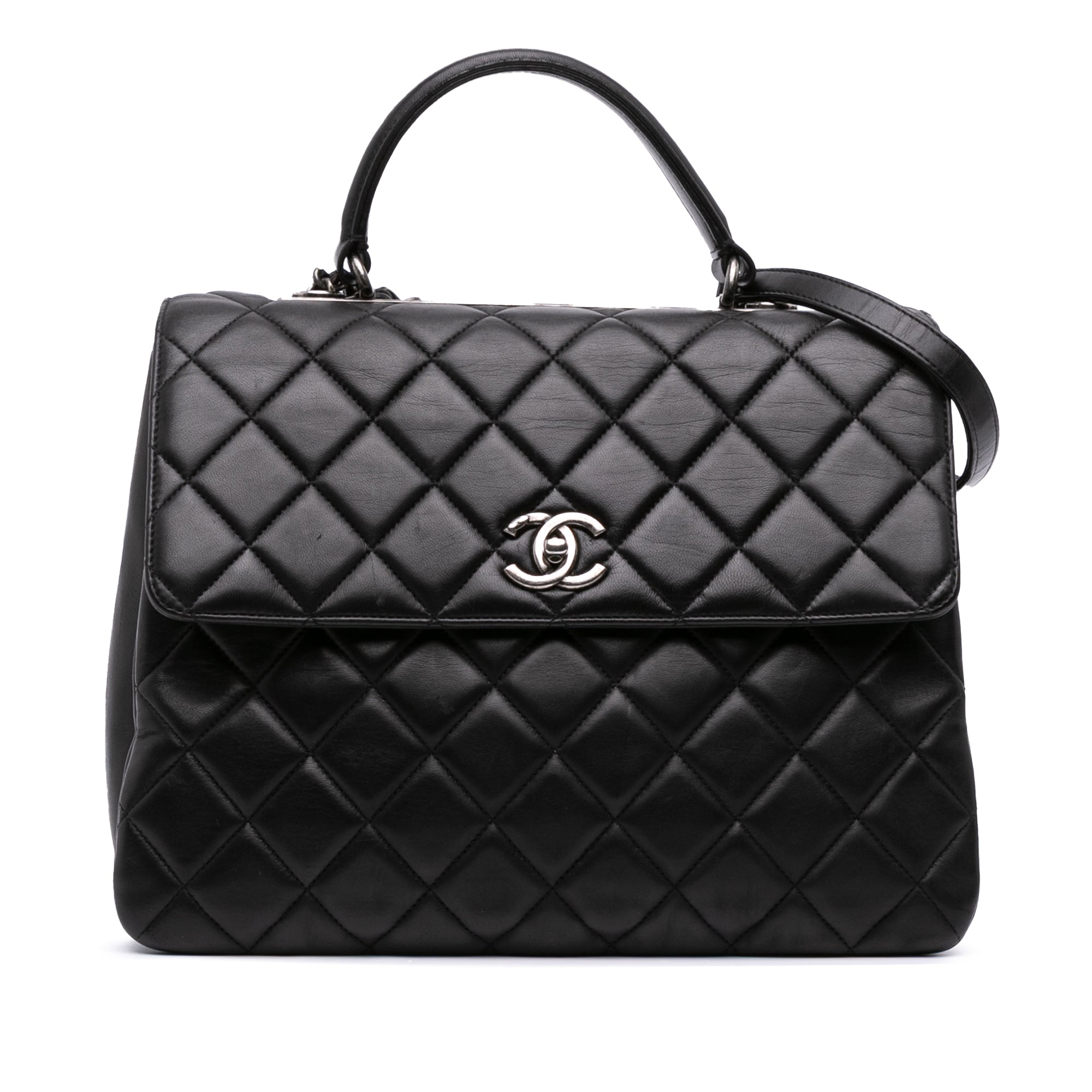 Large Lambskin Trendy CC Top Handle Bag