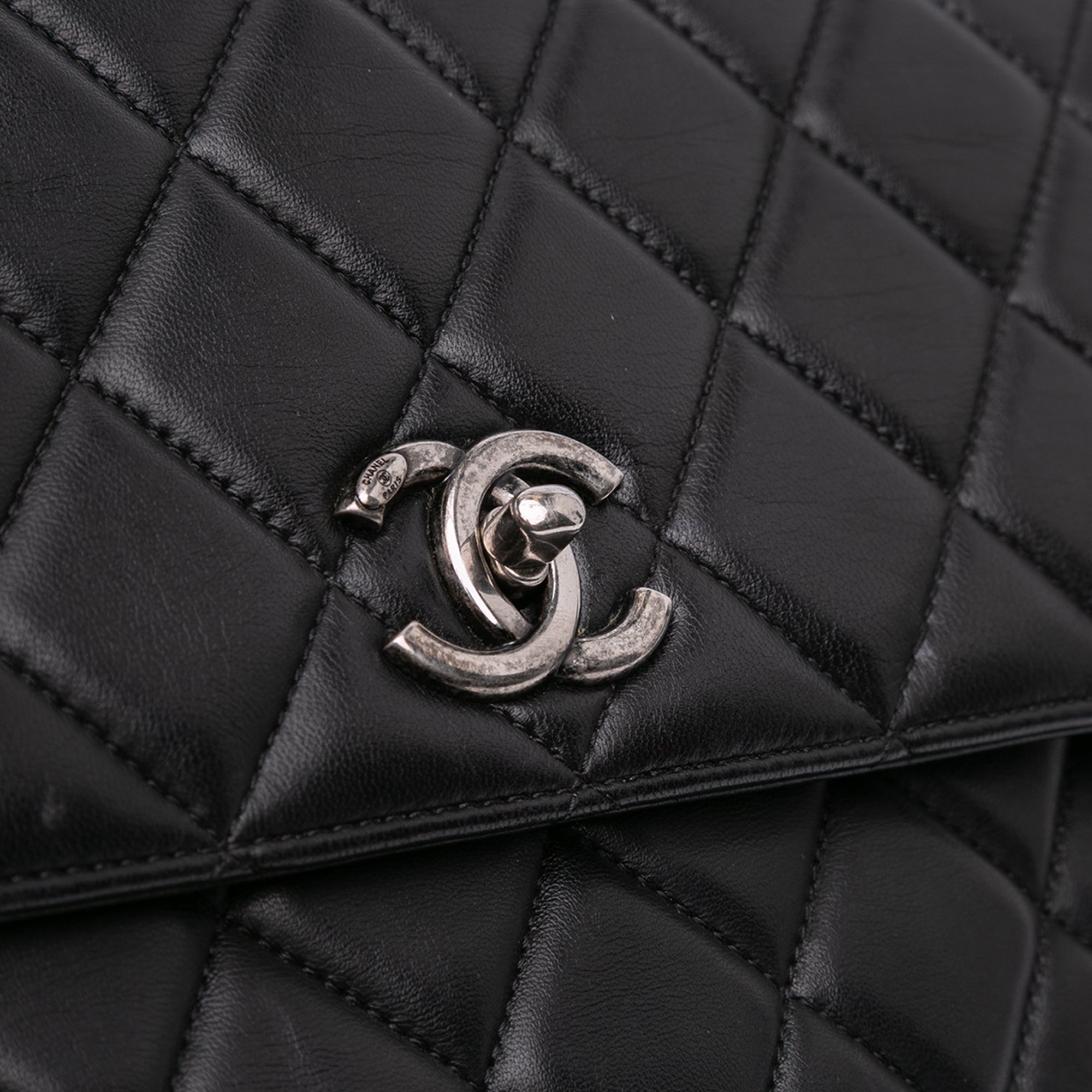Large Lambskin Trendy CC Top Handle Bag
