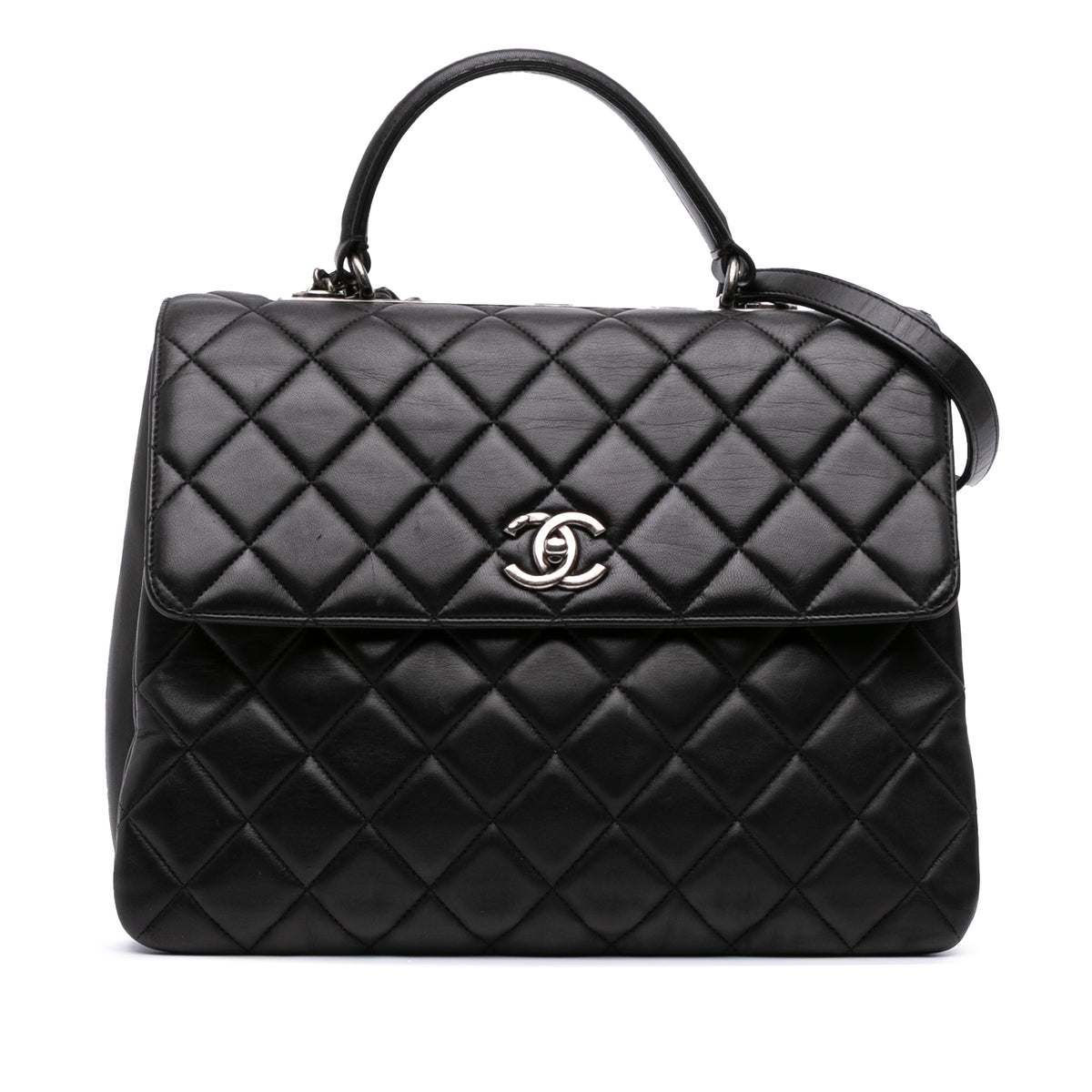 Large Lambskin Trendy CC Top Handle Bag