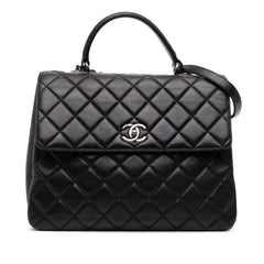 Large Lambskin Trendy CC Top Handle Bag