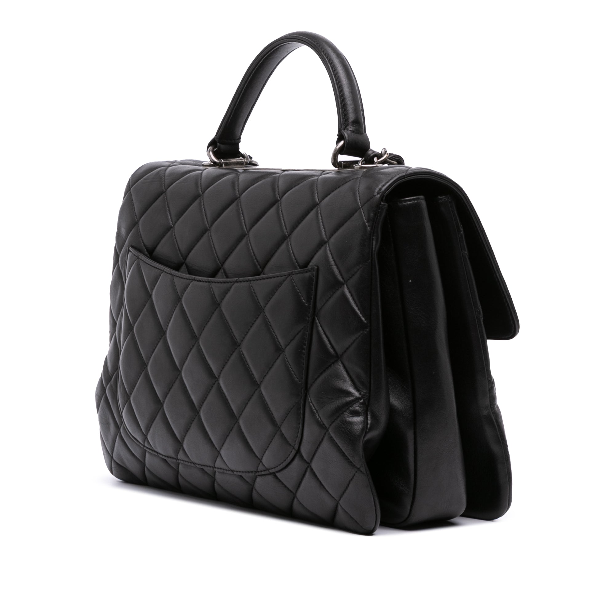 Large Lambskin Trendy CC Top Handle Bag