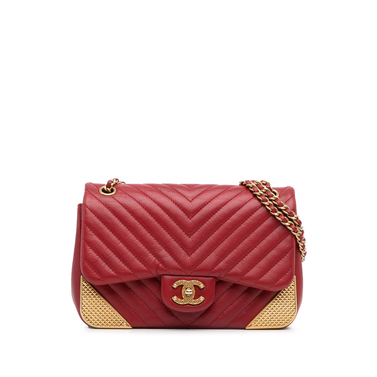 Mini Calfskin Chevron Rock The Corner Flap_0