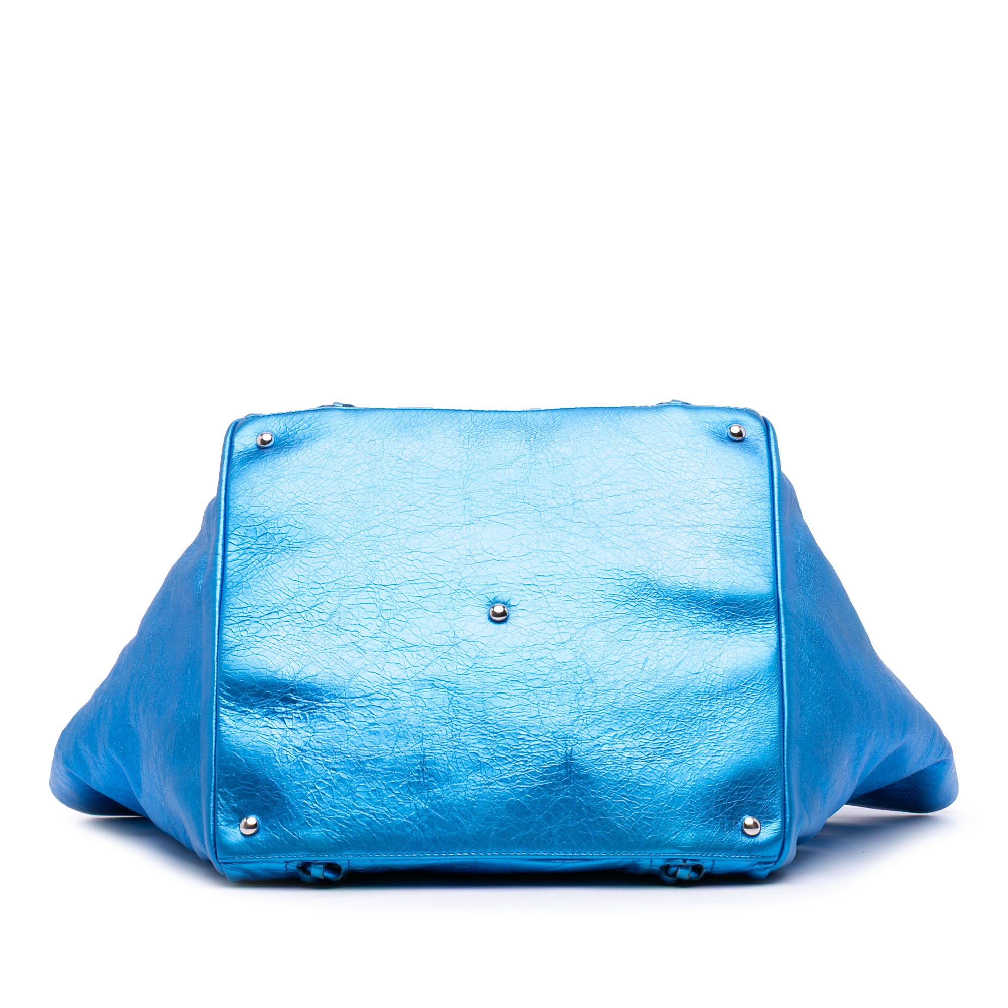Medium Cracked Metallic Calfskin Modern Chain Tote