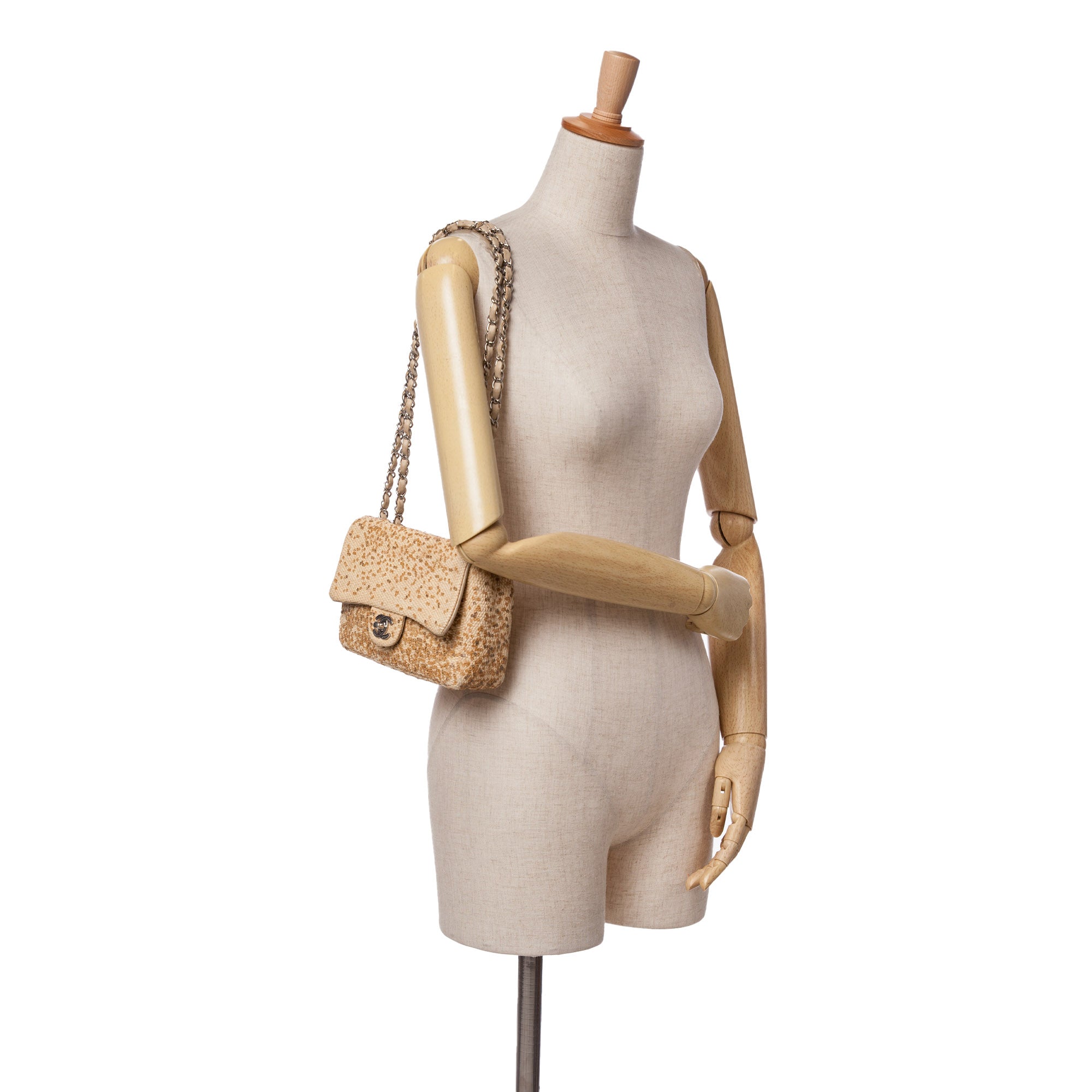 Small Raffia Sequin Single Flap