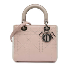 Medium Bicolor Lambskin Macrocannage Stitched Lady Dior