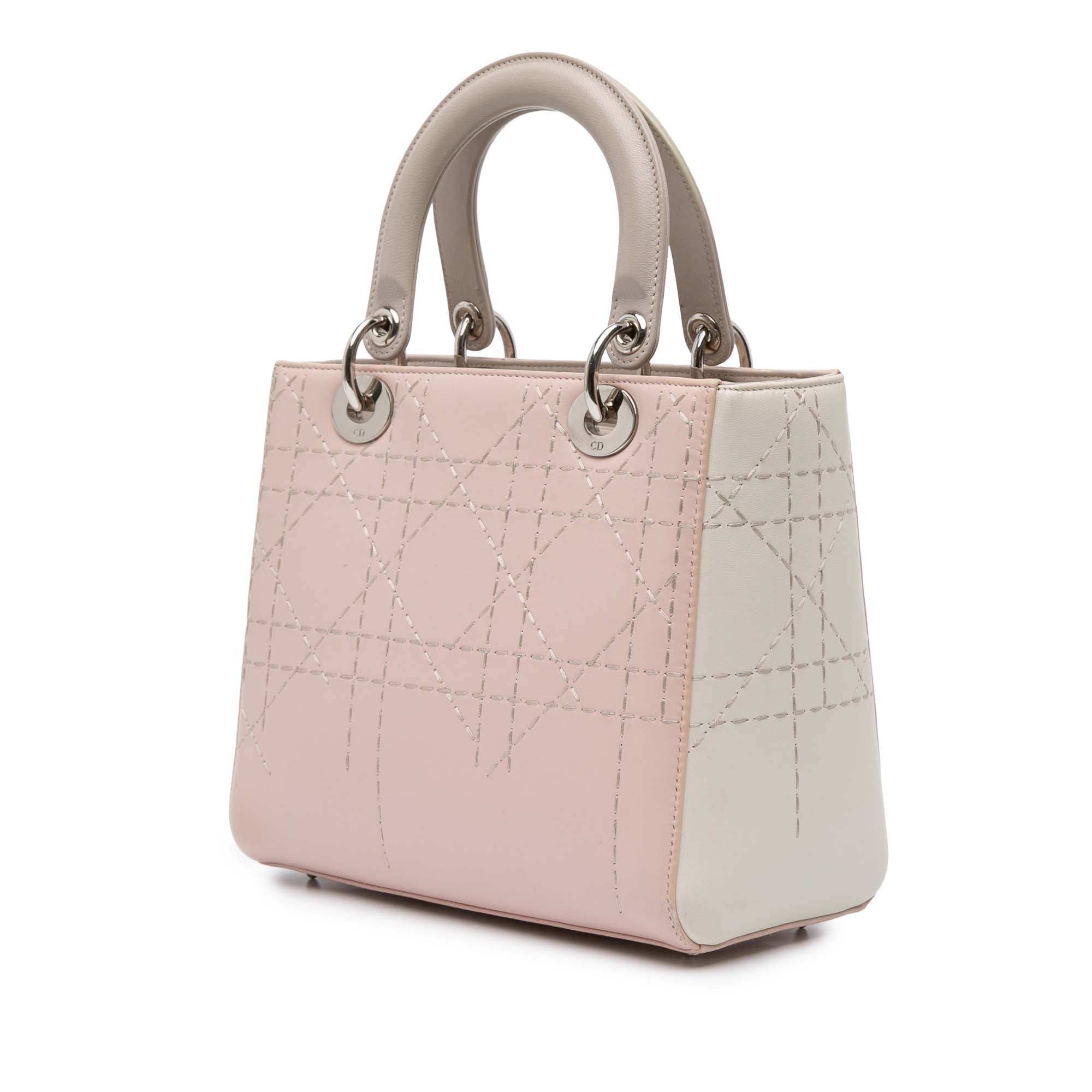 Medium Bicolor Lambskin Macrocannage Stitched Lady Dior