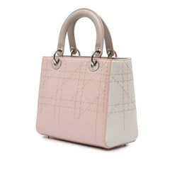 Medium Bicolor Lambskin Macrocannage Stitched Lady Dior